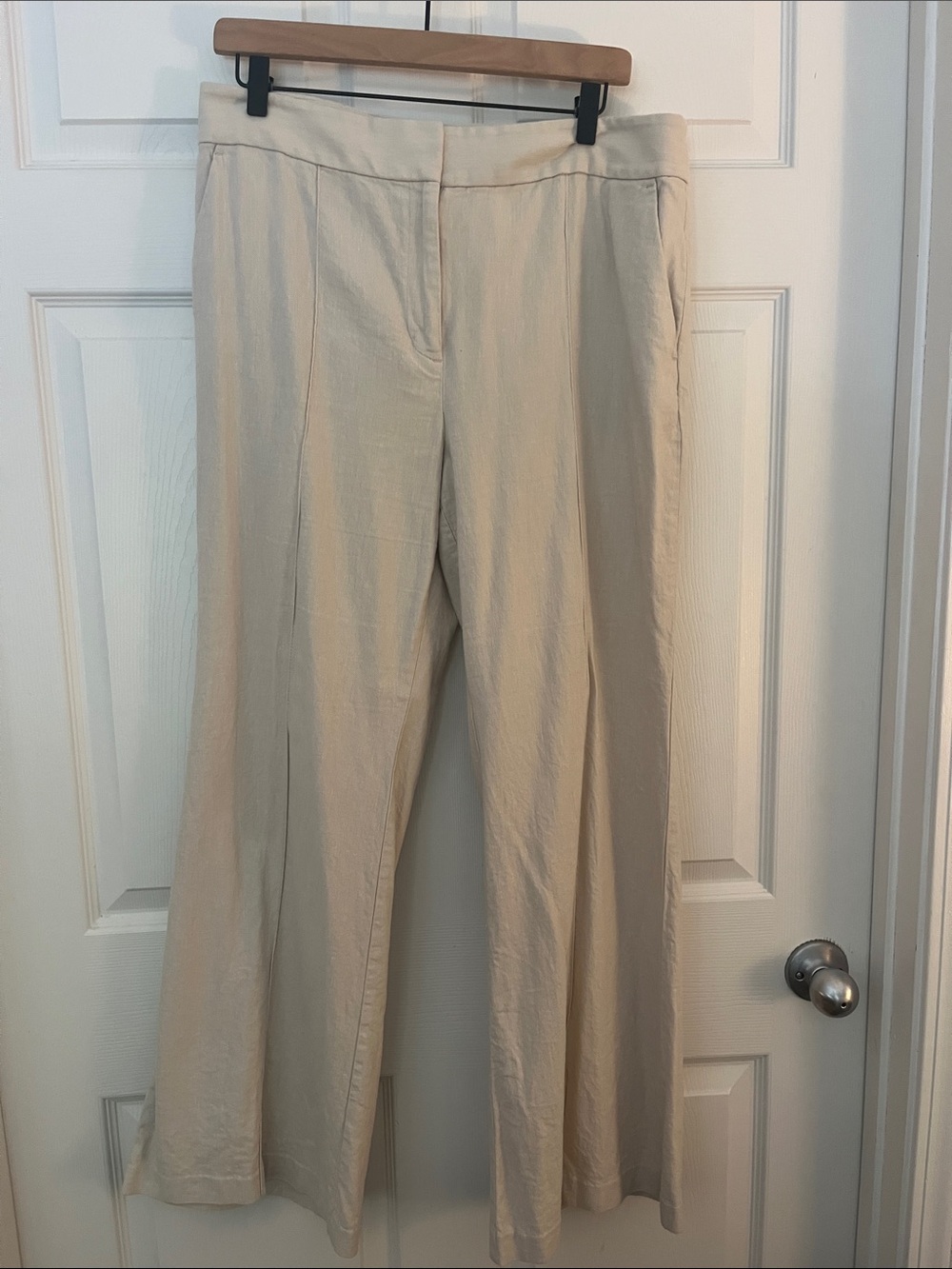 LOFT Light Beige Wide-Leg Dress Pants